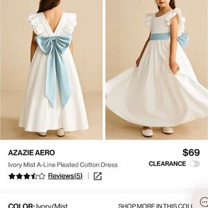 Azazie Ivory Dress with Blue Bow